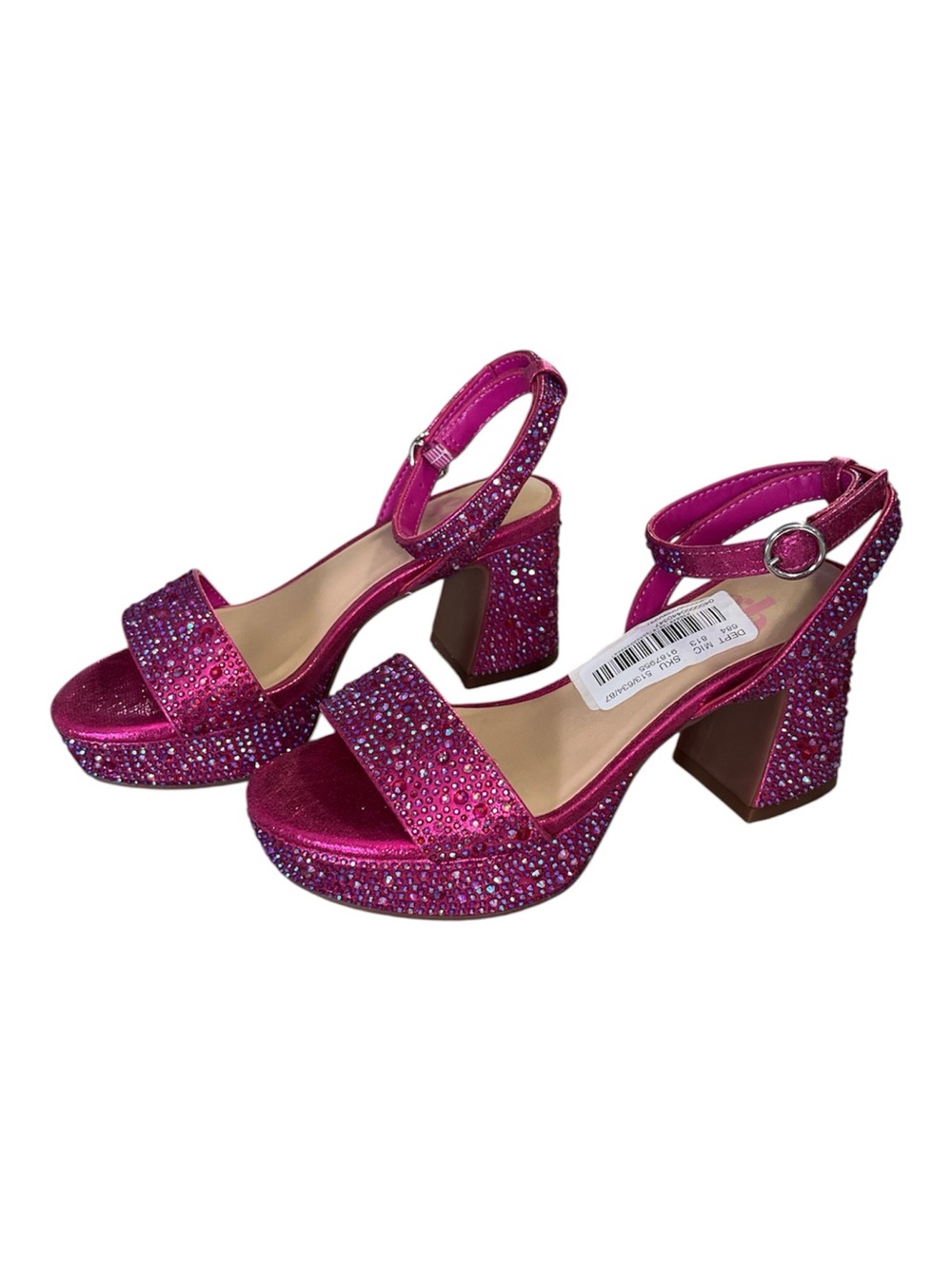 GB Ellie-Girl Rhinestone Platform Dress Sandals Fiery Pink Size 12 M Youth NWT